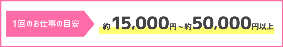 1回のお仕事の目安約15,000円~約50,000円以上