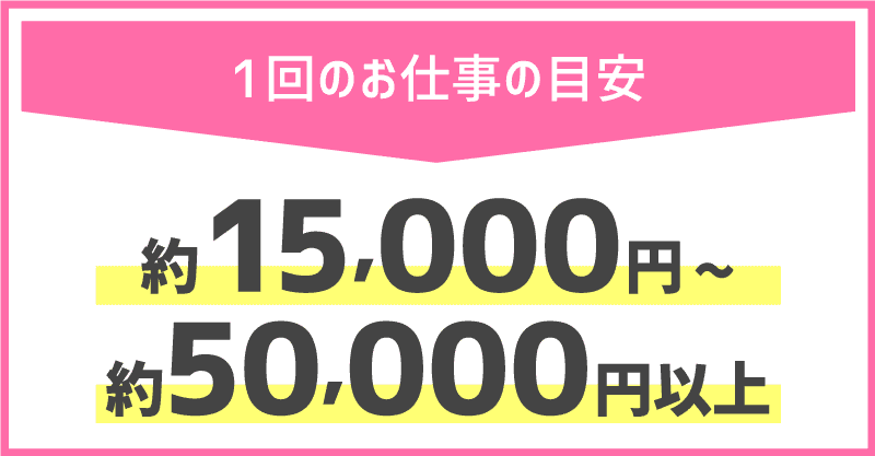 1回のお仕事の目安約15,000円~約50,000円以上